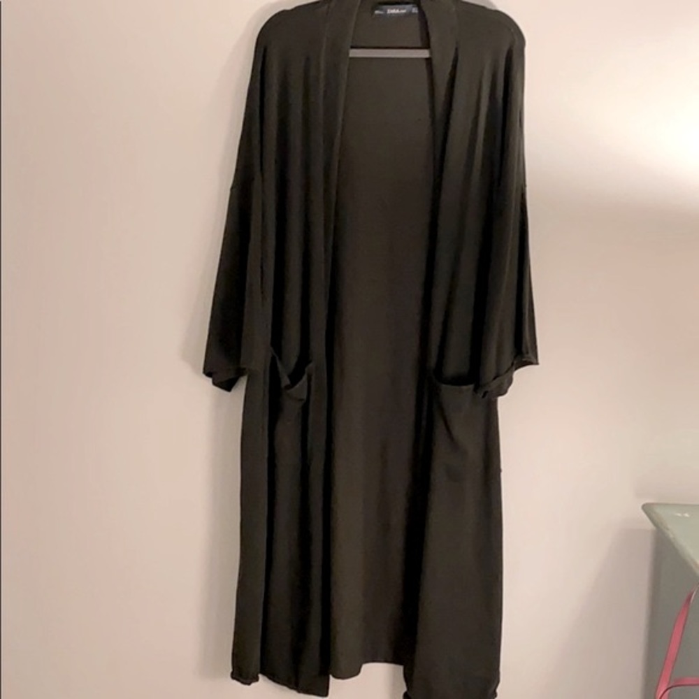 ZARA | Olive Long Knit Cardigan